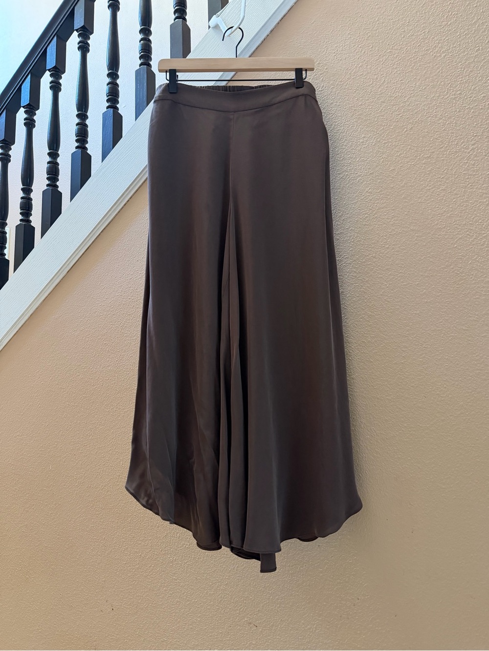 Quince Silk Palazzo Pants in Dark Brown